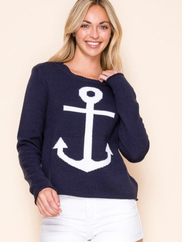 Navy Anchor Sweater