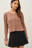 Mocha Pointelle Crop Cardigan