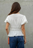 White Smocked Peplum Top