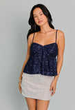 Blue Sequin Babydoll Top