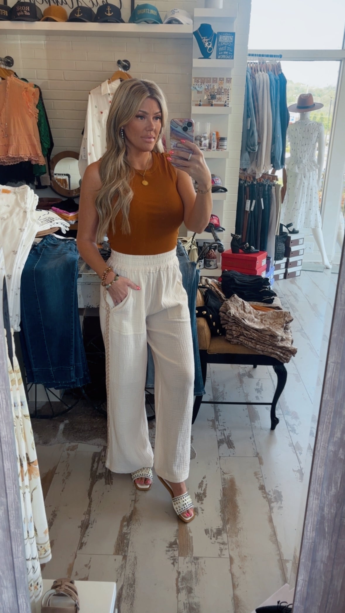 Burnt Orange Seam Tank Top