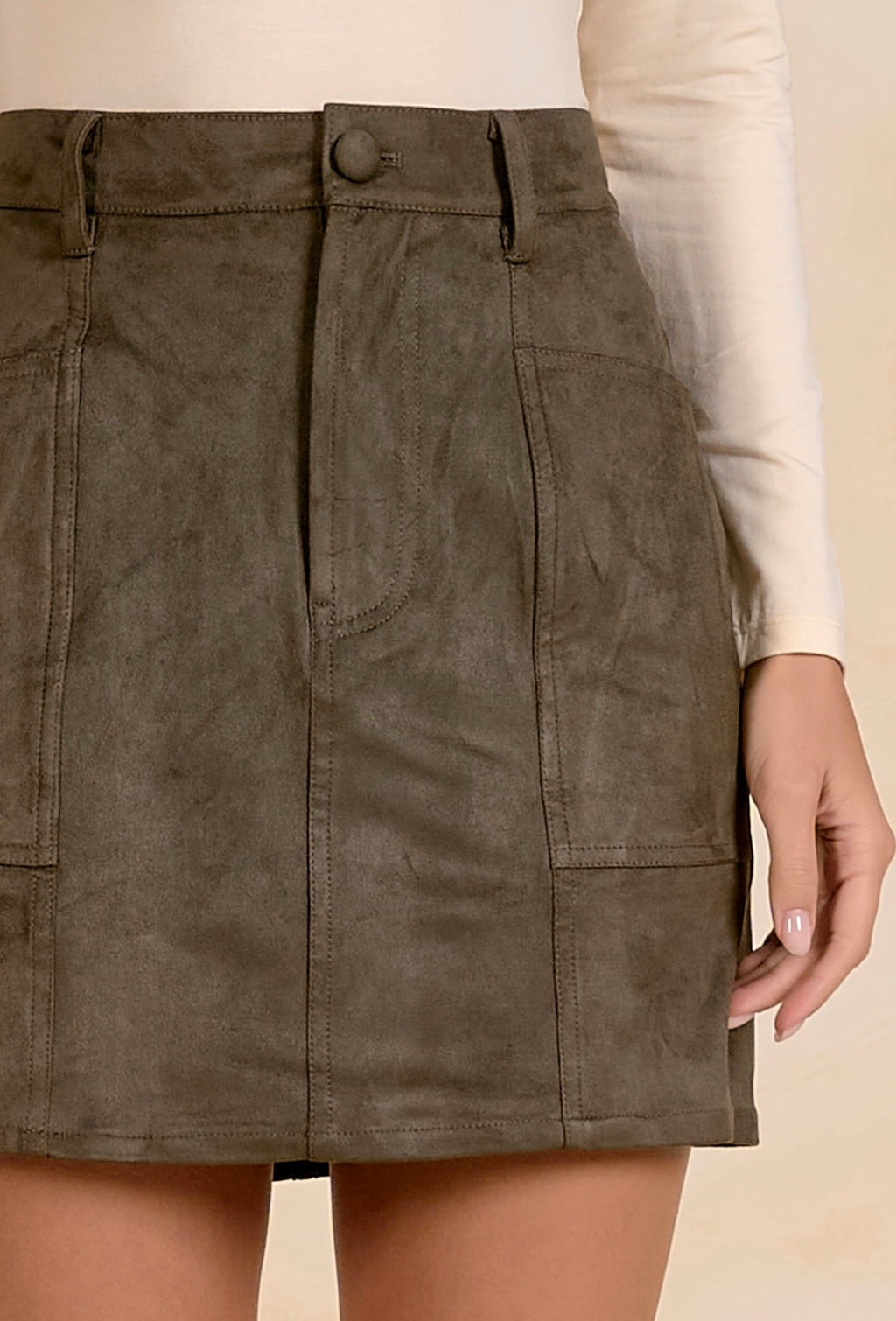 Olive Suede Mini Skirt