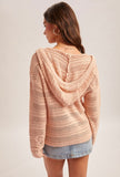 Pink Hooded Crochet Sweater