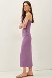 Plum Ribbed Strapless Dress