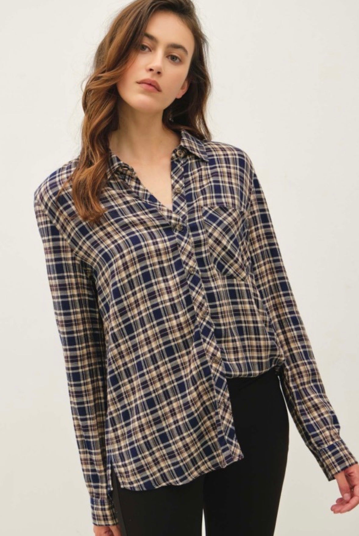 Blue Plaid Button Down Shirt
