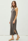 Grey Ribbed Tank Maxi Dress