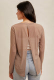 Taupe Foil Mesh Top