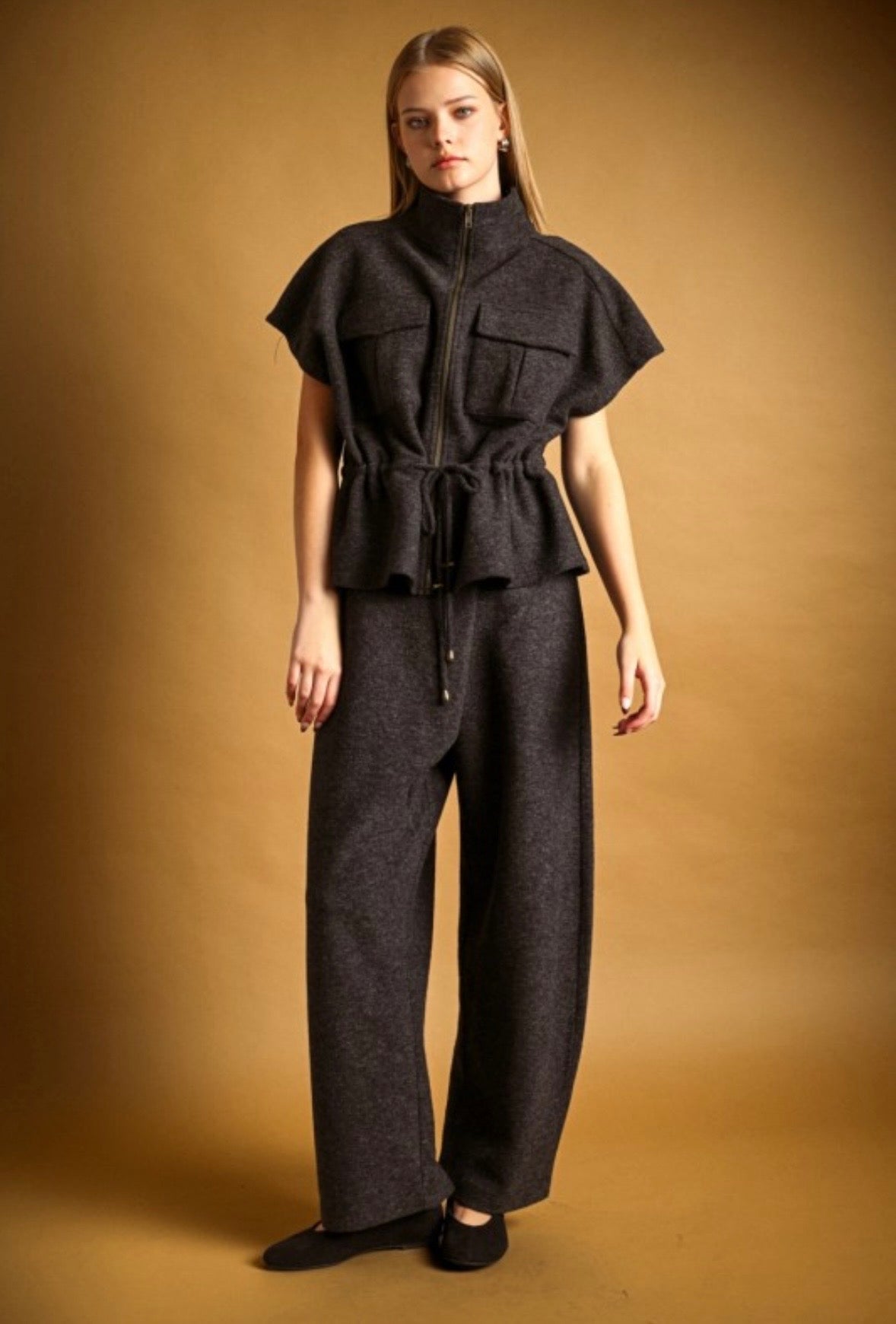 Charcoal Collard Vest