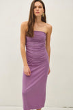 Plum Ribbed Strapless Dress