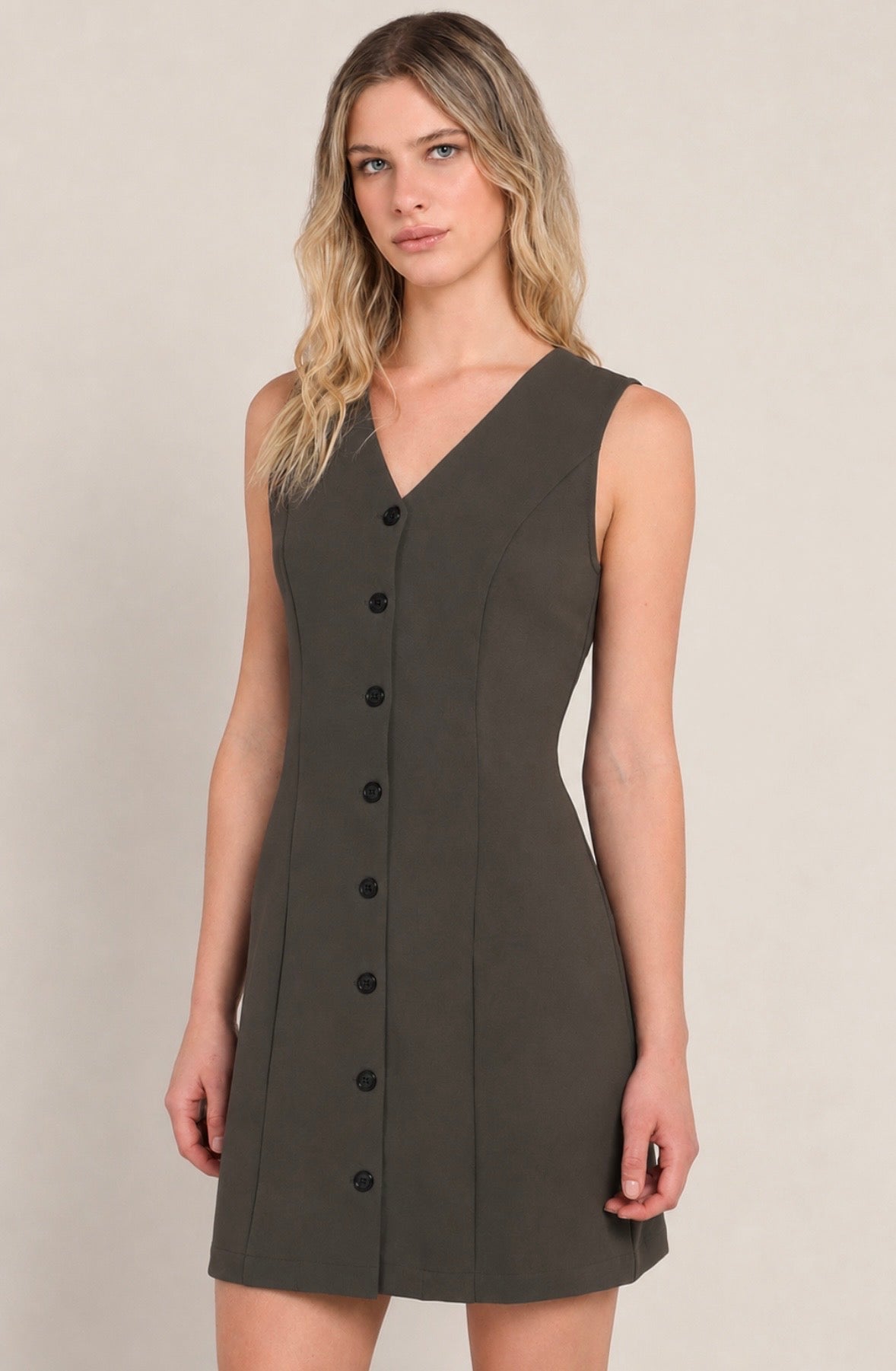 Olive Sleeveless Blazer Dress