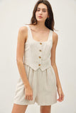 Linen Pinstripe Vest Romper