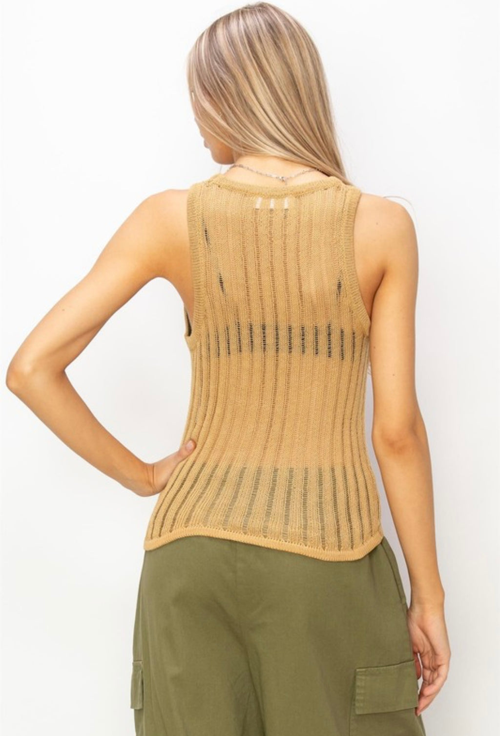 Sand Mesh Knit Tank Top