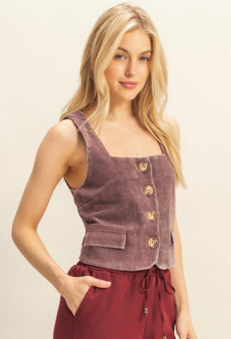 Mulberry Corduroy Vest