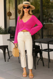Fuchsia Mesh Tie Cardigan