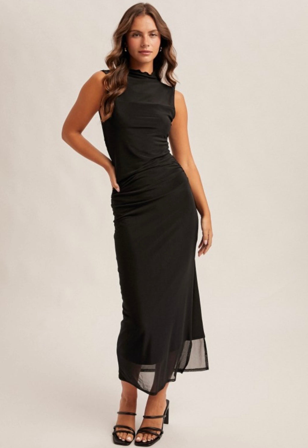 Black Sleeveless Mesh Dress