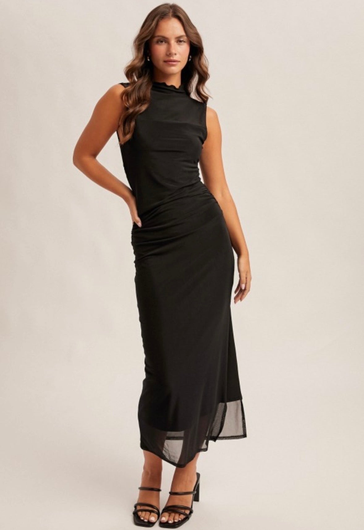 Black Sleeveless Mesh Dress