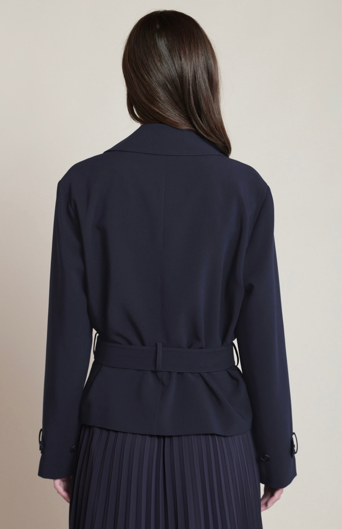 Navy Cropped Trench Coat