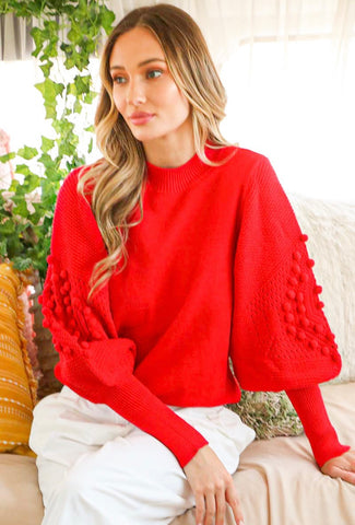 Red Pom Sweater