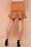 Camel Corduroy Flounce Skirt