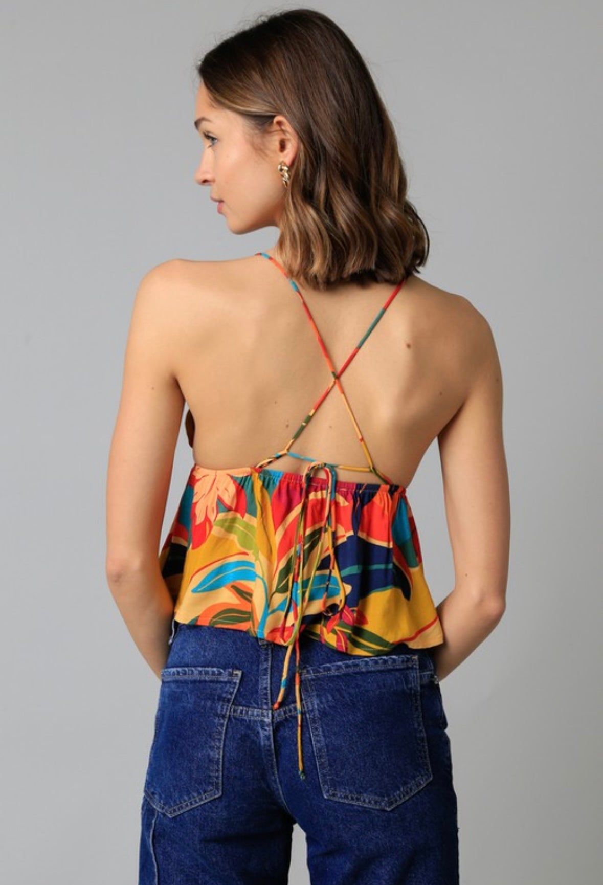 Tropical Peplum Top