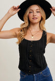 Black Button Down Tank Top