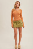 Camel Textured Snap Top