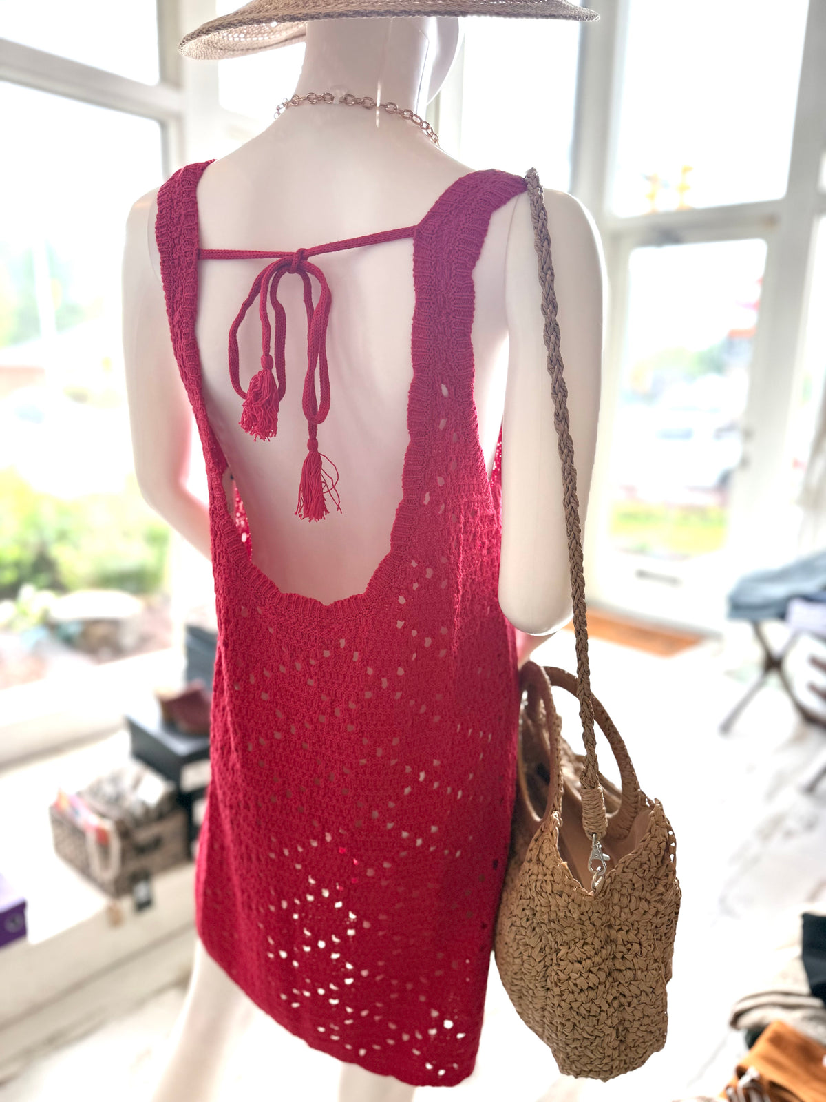Red Crochet Dress