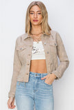 Taupe Distressed Denim Jacket