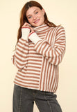 Mocha Stripe Turtleneck Sweater