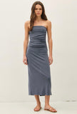 Charcoal Ribbed Strapless Dress