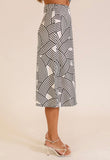 Cream Abstract Print Skirt