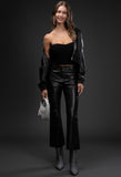 Black Leatherlike Cropped Pants