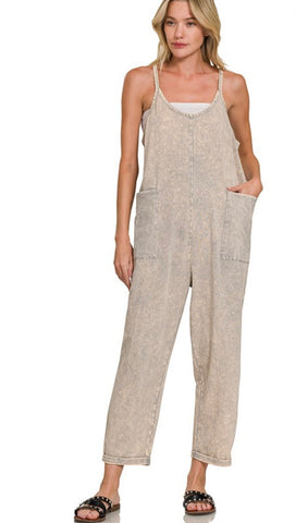 Cream Washed Overalls