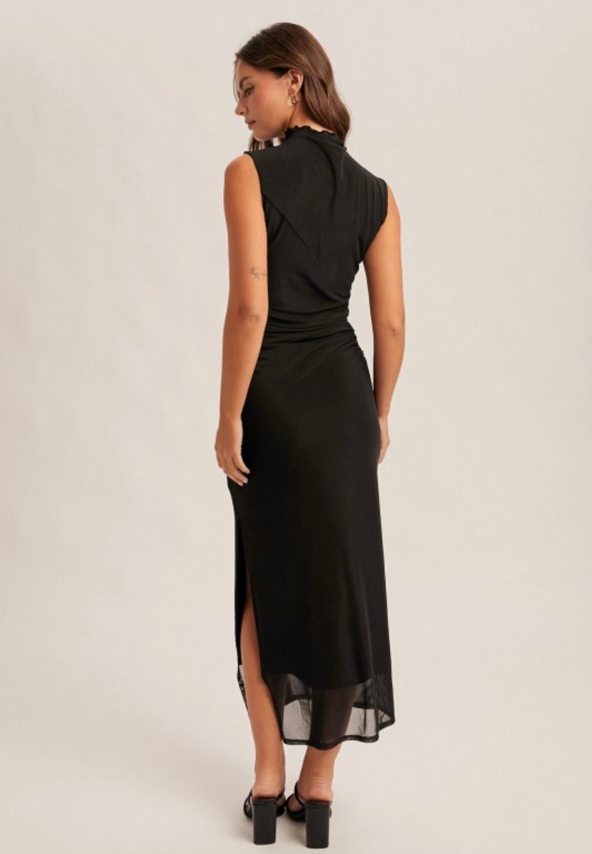 Black Sleeveless Mesh Dress