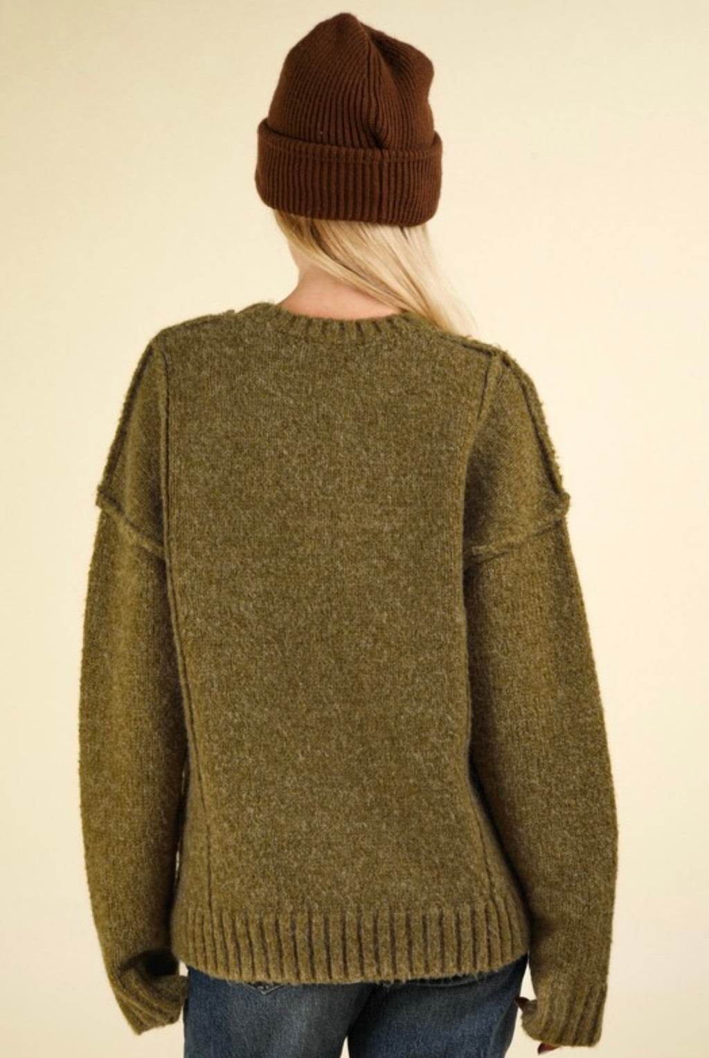 Olive Reverse Stitch Sweater