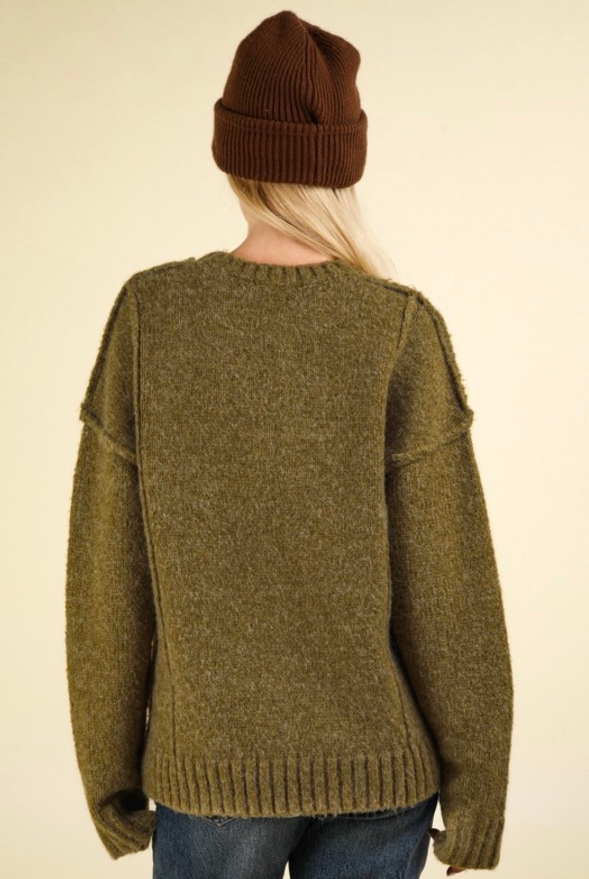 Olive Reverse Stitch Sweater