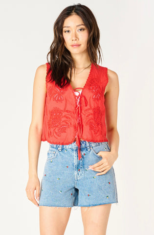 Red Eyelet Vest