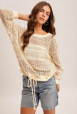 Multicolor Crochet Tie Sweater