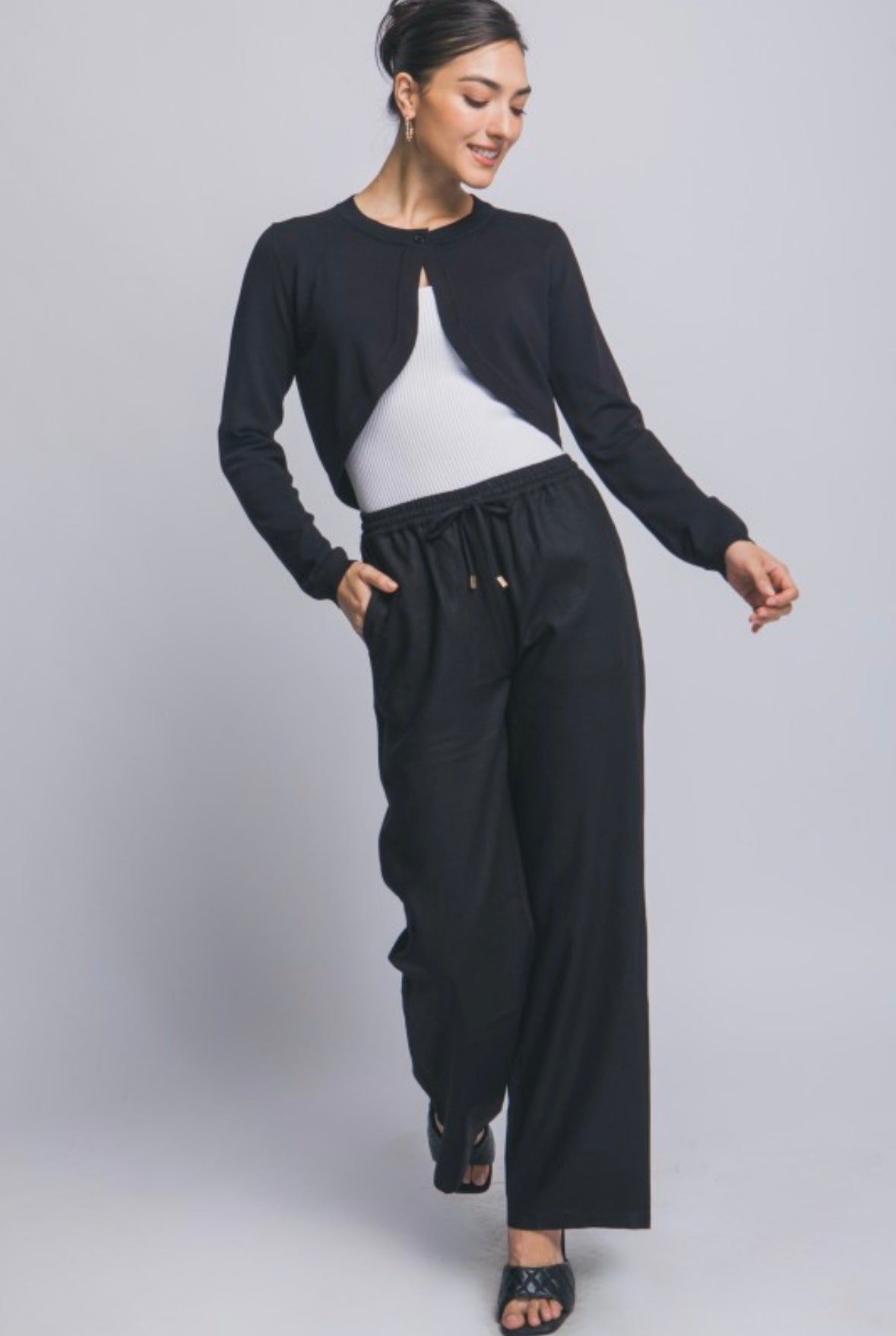 Black Linen Wide Leg Pants
