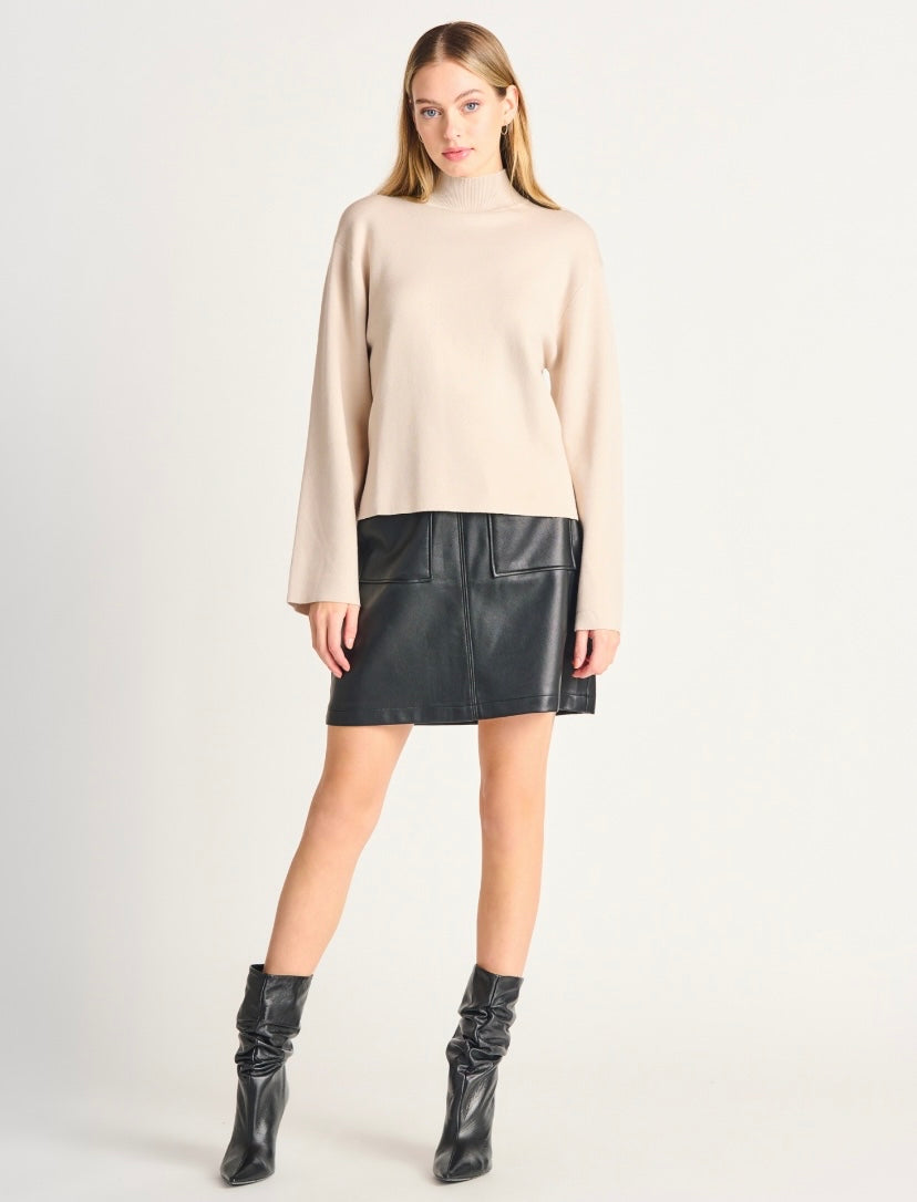 Black Vegan Leather Pocket Skirt