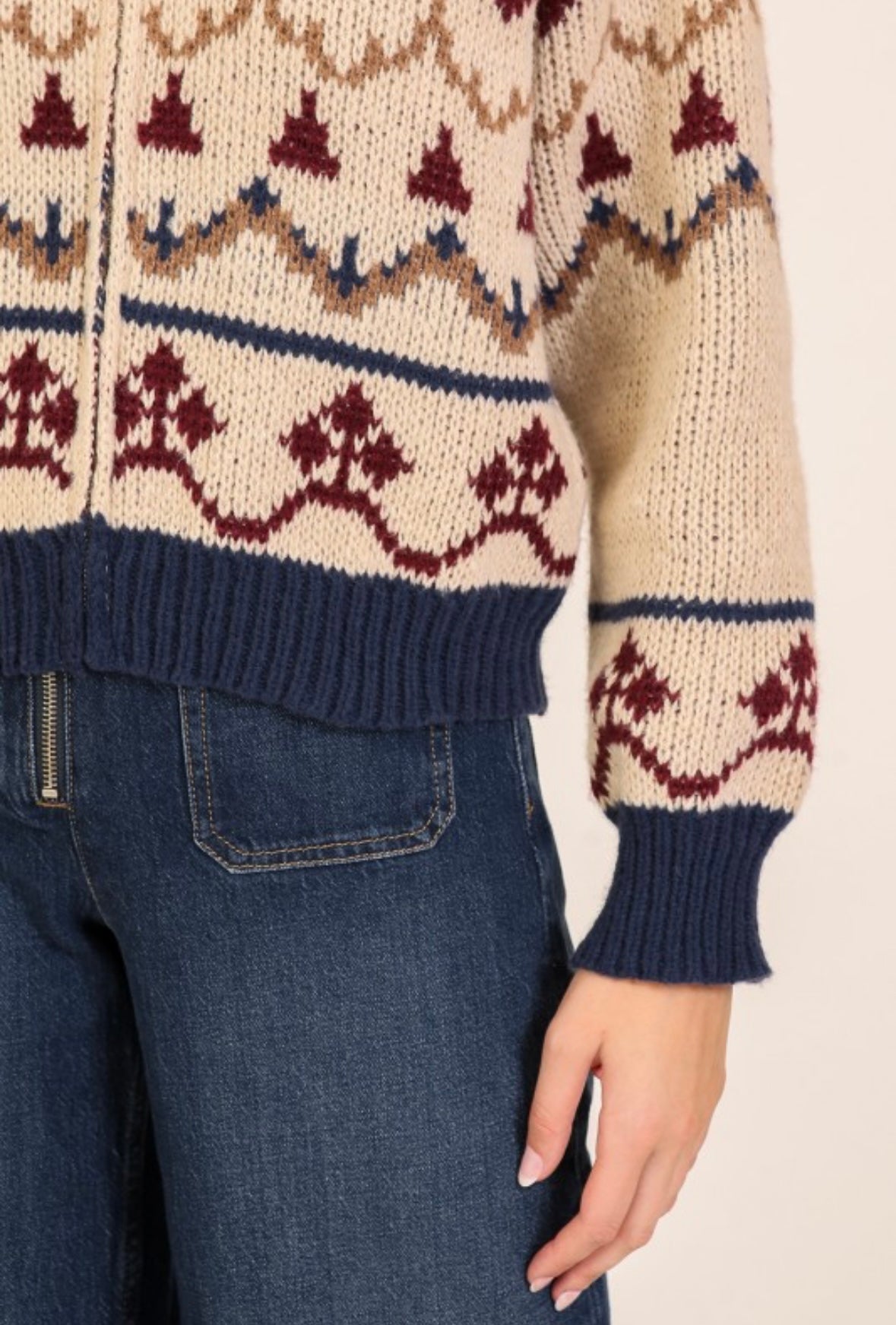Heart Nordic Zip Sweater