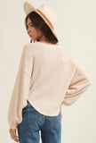 Cream Waffle Cropped Henley Top