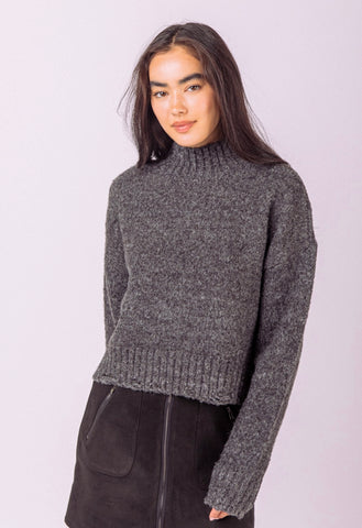 Grey Mock Neck Sweater