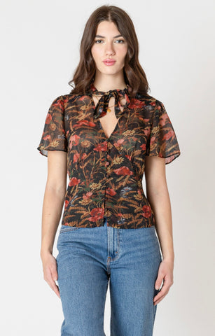 Autumn Bloom Sheer Blouse