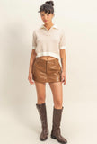 Cream Striped Collard Sweater