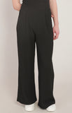Black Textured Wide Leg Pants