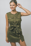 Olive Suede Belted Vest