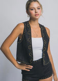 Black Suede Studded Vest