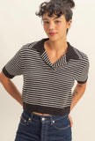 Black Striped Collard Sweater