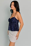 Blue Sequin Babydoll Top